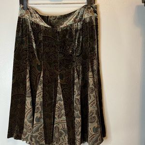 Ann Taylor, Loft, Brown Petite Paisley skirt. Silk and Ryan blend, Size 12P